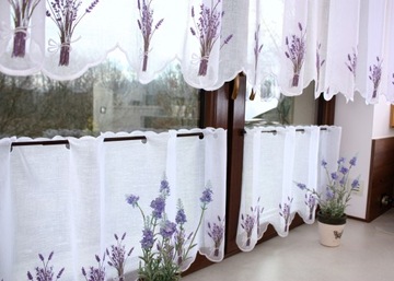 Заздростка Белая Штора для кухни Лаванда Высота вышивки 70 см