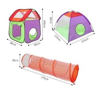 ДЕТСКАЯ ПАЛАТКА 3в1, ДВА ДОМА + ТУННЕЛЬ Типи