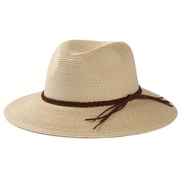 Klasyczna czapka panama pleciony pasek ozdobny słomkowy kapelusz