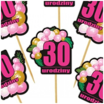 PICKERS булавки для кексов MUFFINS украшения для 30-го Дня Рождения розовый x6