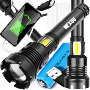 MOCNA LATARKA TAKTYCZNA 12000 LUMEN USB WOJSKOWA AKUMULATOROWA DIODA COOB