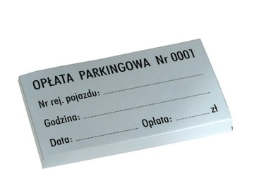 Numerowane bilety parkingowe, opłata parkingowa
