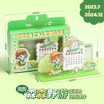 2024 Year Cartoon Girl Acrylic Calendar Cute Rabbit and Cat Desk Calendars