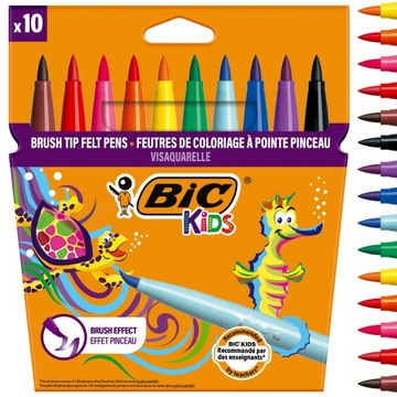 BIC VISAQUARELLE FLAMASTRY PĘDZELKOWE PISAKI MAZAKI CIENKOPISY x10
