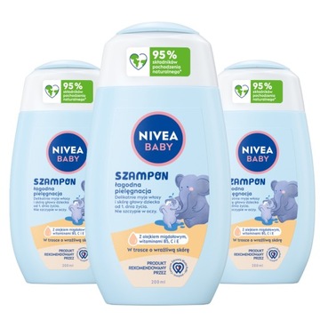 NIVEA BABY Szampon łagodny do włosów dla dzieci niemowląt 3 x 200 ml