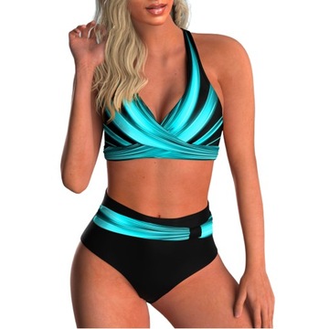 STRÓJ KĄPIELOWY DWUCZĘŚCIOWY DAMSKI BIKINI WYSOKI