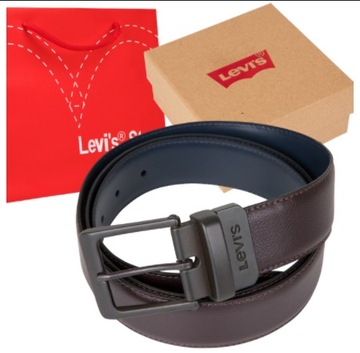 Pasek Skórzany LEVI'S męski DWUSTRONNY 2in1 BOX