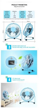 Мини-USB-вентилятор Портативные вентиляторы Металлический охладитель Охлаждающие 4-лопастные настольные бесшумные вентиляторы