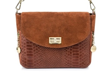 Итальянская кожаная сумка, сумка-мессенджер из змеиной кожи.