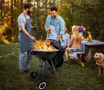 КРУГЛЫЙ ПОРТАТИВНЫЙ УГОЛЬНЫЙ САДОВЫЙ ГРИЛЬ НА КОЛЕСАХ, КРЫШКА, РЕШЕТКА ДЛЯ БАРБЕКЮ 1014