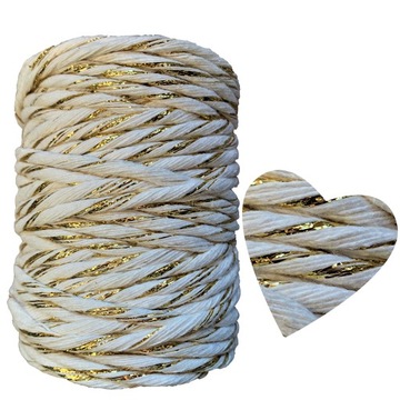Sznurek Bawełniany Naturalny Złota Nitka 5mm 50m