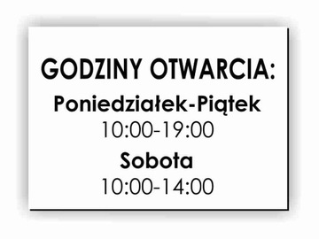 tabliczka GODZINY OTWARCIA PRACY Nazwa Firmy LOGO zapraszamy A5