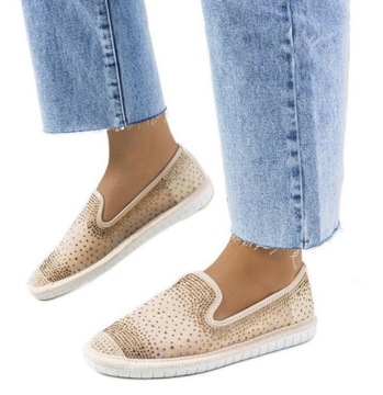 ZŁOTE ESPADRYLE BUTY PANTOFLE MOKASYNY Z JUTY 38