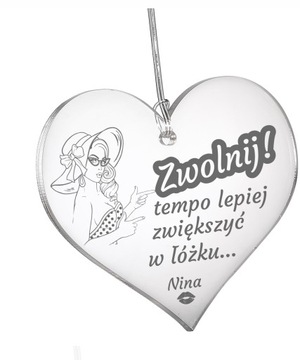 Zawieszka do auta lusterko serce Kochanie ZWOLNIJ