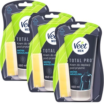 Veet MEN krem do depilacji dla mężczyzn pod prysznic 3x150 ml = 450 ml