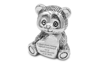 Копилка Мишка Тедди Сердце с ГРАВИРОВКОЙ Крещение Годовалый