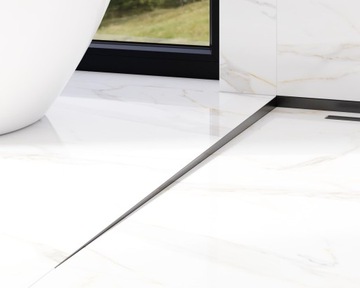 НАКЛОННЫЙ ДУШЕВОЙ ПЛАН, МАТОВЫЙ ЧЕРНЫЙ, RAL 120, СЛЕВА