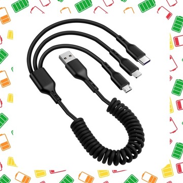 USB-КАБЕЛЬ 3 В 1 QC 3,1 A БЫСТРАЯ ЗАРЯДКА TYPE-C LIGHTNING MICRO USB ДЛЯ АВТОМОБИЛЯ 1,5 М