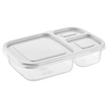 КОНТЕЙНЕР ДЛЯ ПИЩЕВЫХ ПРОДУКТОВ, РАЗДЕЛЯЕМЫЙ НА 3 ЛАНЧБОКСА ОБЪЕМОМ 1,15 Л ДЛЯ СВЧ-ПИТАНИЯ