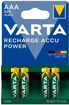 4 akumulatorki Varta AAA 800 mAh ready2use + box!