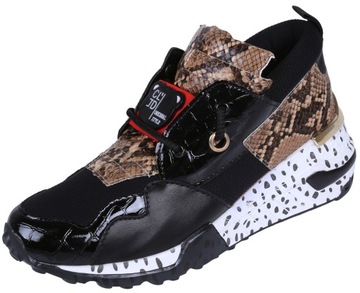 Czarno-wężowe sneakersy/adidasy damskie VICES 41EU