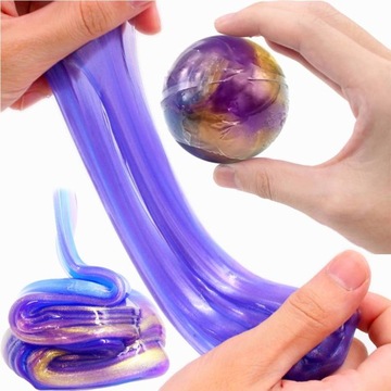 SLIME MASA SENSORYCZNA TĘCZOWA GALAXY crystal ball