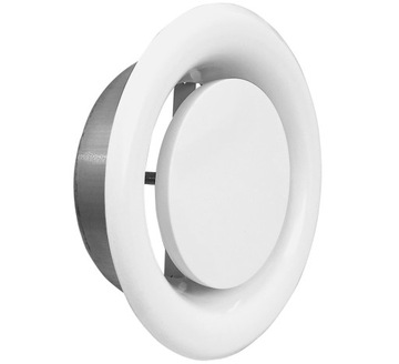 ANEMOSTAT wyciągowy metalowy okrągły biały wywiewny kratka 150 mm + RAMKA