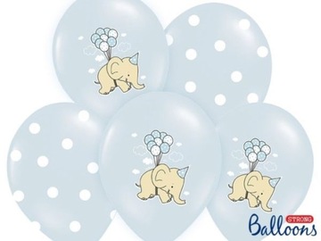 Balony 30 cm,Słonik,Pastel Blue Mix, 6 szt.