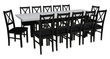 KOMPLET 12x drewniane krzesła velvet do SALONU stół MARMUR rozkładany 2,5 m