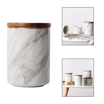 Ceramiczne pojemniki do przechowywania z bambusowymi pokrywkami,