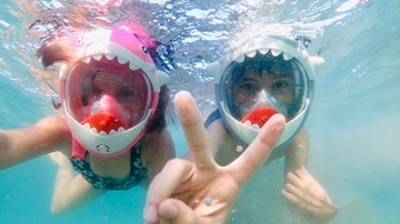 Maska Pełnotwarzowa Do Nurkowania Snorkelingu Dla Dzieci REKIN XS OceanX