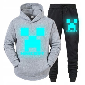 DRES MINECRAFT BLUZA SPODNIE ŚWIECĄCY W CIEMNOŚCI