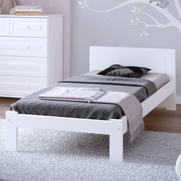 ŁÓŻKO 90x200 DMD5 DREWNIANE BIAŁE SZARE + MATERAC