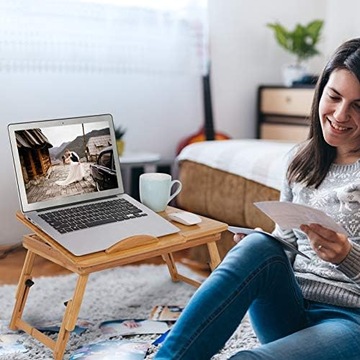 БОЛЬШОЙ ДЕРЕВЯННЫЙ БАМБУКОВЫЙ СТОЛ ДЛЯ НОУТБУКА