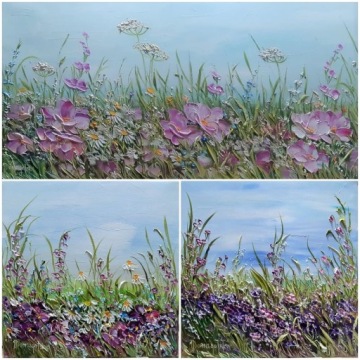 JOANNA DOMAGALSKA КАРТИНА МАСЛОМ ЦВЕТЫ НЕЖНЫЕ ГОРТЕНЗИИ 40X50