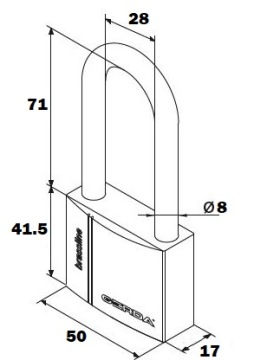 ЛАТУННЫЙ НАВЕСНОЙ ЗАМОК GERDA LONG BAND KMZ S50H80
