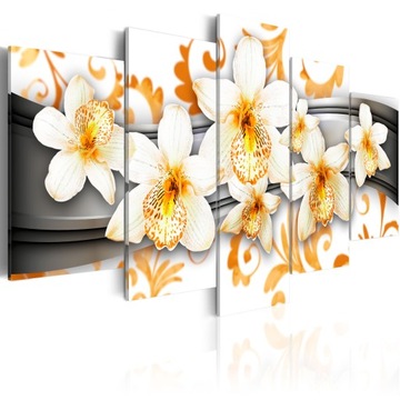 OBRAZ 5cz KWIAT ORCHIDEA STORCZYKI ŻÓŁTY ABSTRAKCJA DO SALONU XXL 200x100