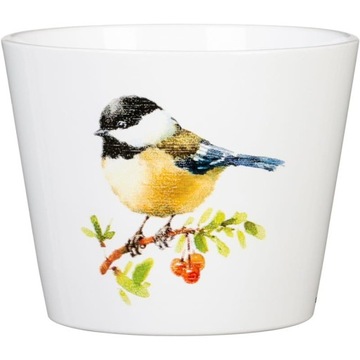 Osłonka na doniczkę Scheurich 778 Yellow Bird sikorka bogatka 12