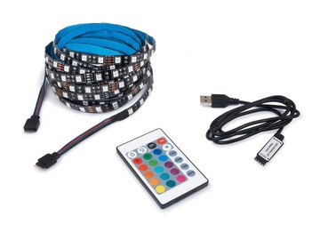 TAŚMA LED RGB 5V IP20 PILOT USB OŚWIETLENIE TV 5M