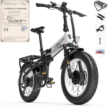 Rower elektryczny LANKELEISI X2000 MAX 1000W*2 48V 20AH Samsung 48KM/H MTB