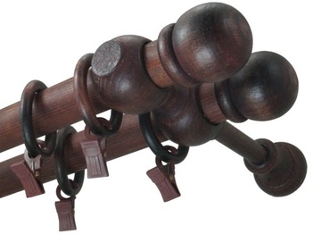 Деревянный карниз fi 28 MAHOGANY двойной 3,6 м 360 см