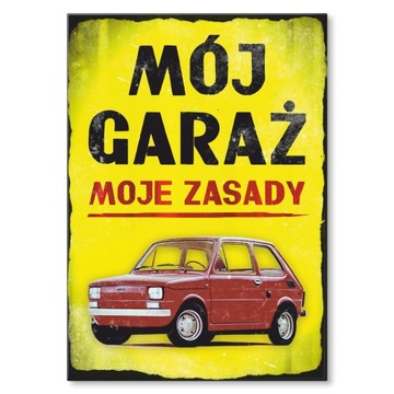 OZDOBA ŚCIENNA PLAKAT METAL BLACHA GARAŻ Fiat 126p