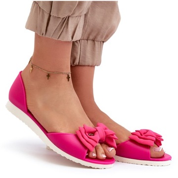 BALERINY DAMSKIE Z KOKARDKĄ GUMOWE PŁASKIE FUSKJA 38