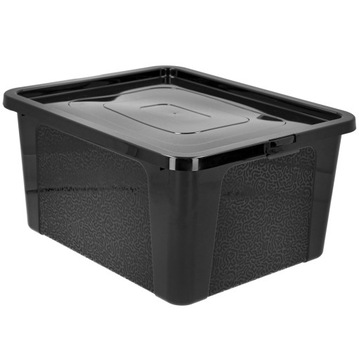 Pojemnik na zabawki czarny plastikowy 20l zamykany