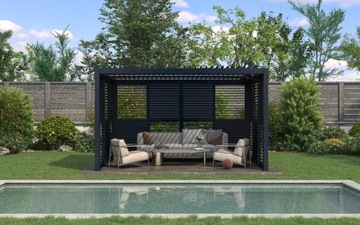 Раздвижная глухая стеновая панель для перголы Kea - серая 270 см (KEA 3м)