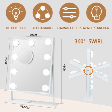 Косметическое зеркало со светодиодной подсветкой 250 х 300 мм.