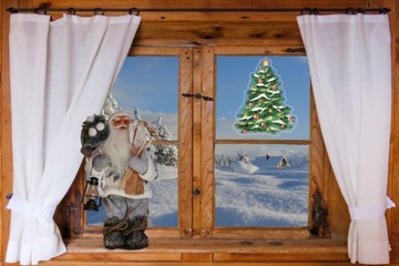 Naklejka transparentna ŚWIĄTECZNA na okno CHOINKA naklejka dwustronna