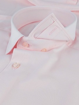 Koszula męska dopasowana Różowa SLIM FIT krótki rękaw Bawełna r. XL