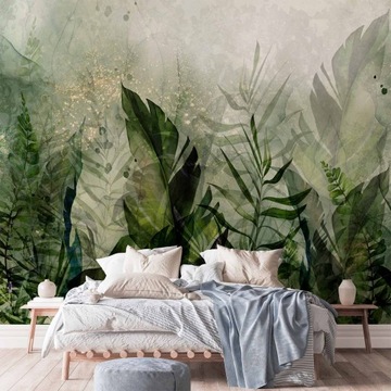 ФОТООБОИ САМОКЛЕЯЩИЕСЯ ПРИРОДА ЛИСТЬЯ ЗЕЛЕНЫЕ ЗАГУСКИ РАСТЕНИЙ ГОСТИНАЯ 343x256