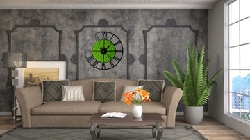 Часы в стиле ретро, ​​металл мох, 60 см